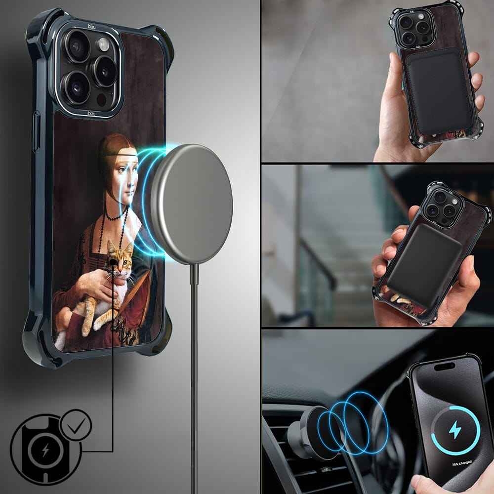 Etui do iPhone 15 Pro IBIZU DropGuard Ultra z MagSafe, Leonardo Da Vinci, dama z kotem - obrazek 8