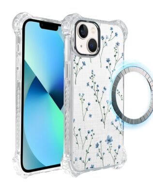 Etui iPhone 13 IBIZU DropGuard Ultra z MagSafe, Pastel Bloom, Niebieski sen