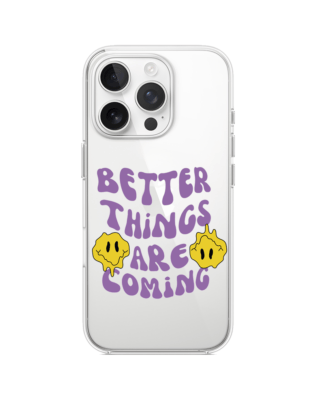 Etui do iPhone 15 Pro Max przeźroczyste, silikonowe Flexi, Better Things Are Coming