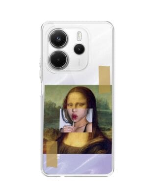 Etui do Xiaomi Redmi Note 14 5G przeźroczyste, silikonowe Flexi, Mona Lisa z lizakiem