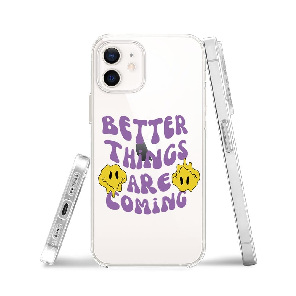 Etui do iPhone 12 przeźroczyste, silikonowe Flexi, Better Things Are Coming - obrazek 3