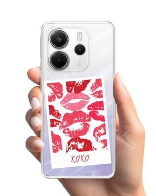 Etui do Xiaomi Redmi Note 14 5G przeźroczyste, silikonowe Flexi, pocałunki, polaroid