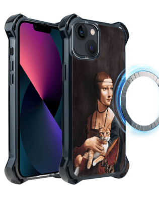 Etui iPhone 13 IBIZU DropGuard Ultra z MagSafe, Leonardo Da Vinci, dama z kotem