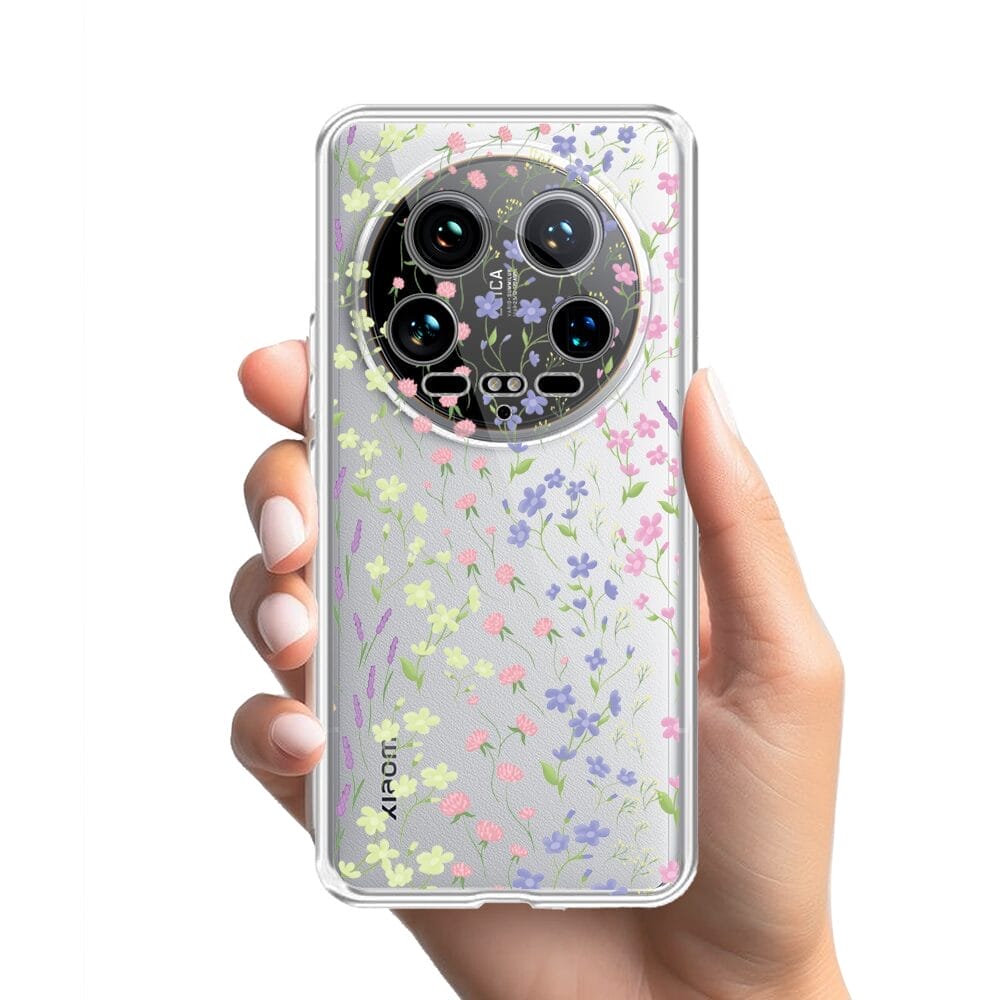 Etui do Xiaomi 14 Ultra przeźroczyste, silikonowe Flexi, kwiaty polne - obrazek 2