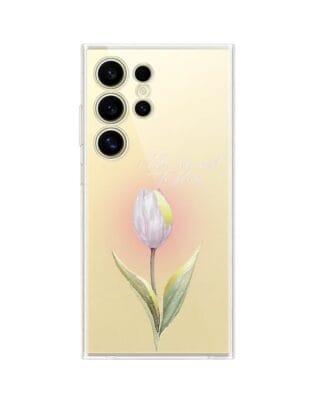 Etui do Samsung Galaxy S24 Ultra przeźroczyste, silikonowe Flexi, kwiaty, tulipan