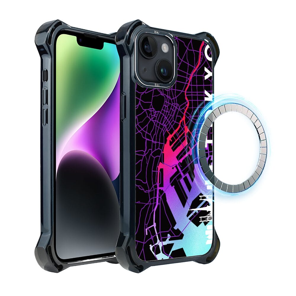 Etui do iPhone 14 IBIZU DropGuard Ultra z MagSafe, mapy świata, Tokyo