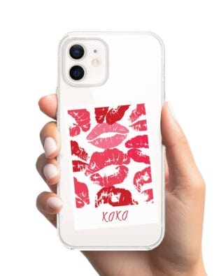 Etui do iPhone 12 Mini przeźroczyste, silikonowe Flexi, pocałunki, polaroid