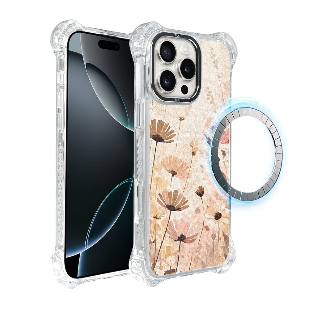 Etui do iPhone 16 Pro IBIZU DropGuard Ultra z MagSafe, Boho, Kwiatowa łąka