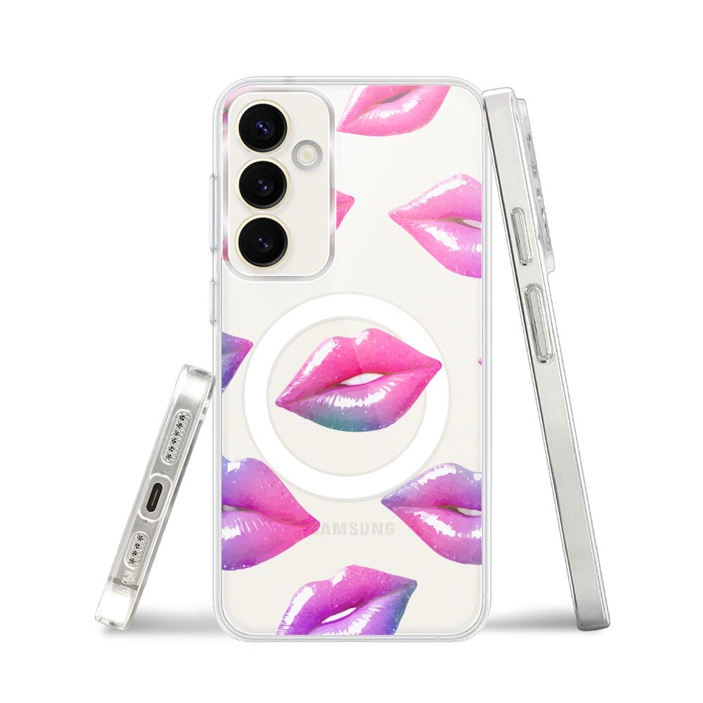 Etui do Samsung Galaxy S23 z MagSafe przeźroczyste, silikonowe Flexi, hologramowe usta - obrazek 3