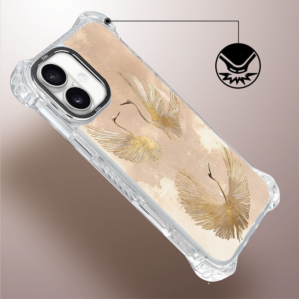 Etui iPhone 16 Plus IBIZU DropGuard Ultra z MagSafe, Boho, Złote żurawie - obrazek 4