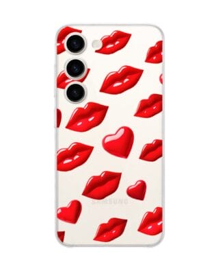 Etui do Samsung Galaxy S23 Plus przeźroczyste, silikonowe Flexi, czerwone usta