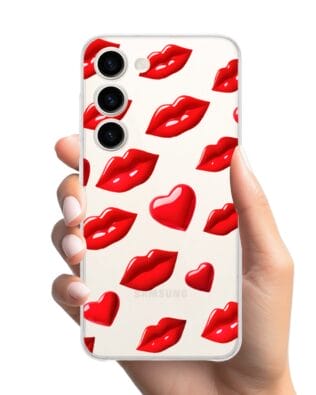 Etui do Samsung Galaxy S23 Plus przeźroczyste, silikonowe Flexi, czerwone usta