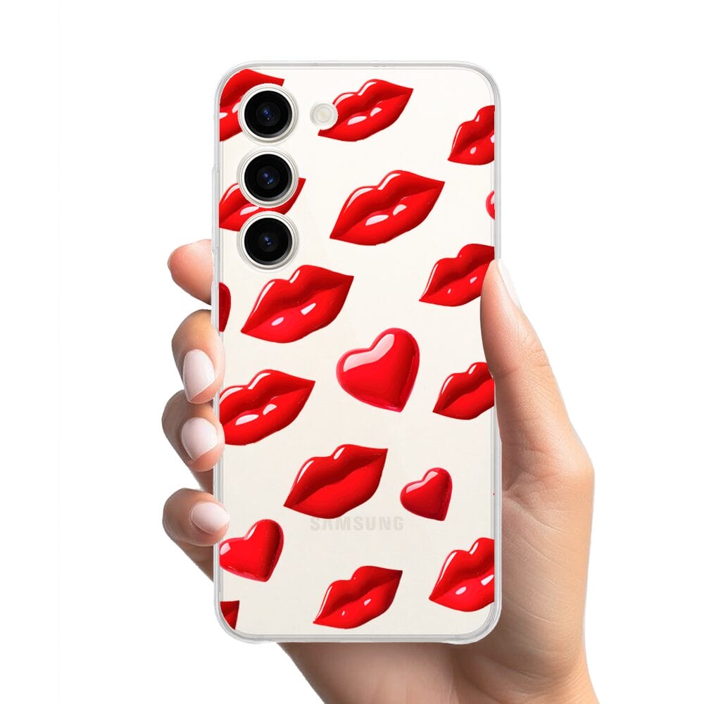 Etui do Samsung Galaxy S23 FE 5G przeźroczyste, silikonowe Flexi, czerwone usta - obrazek 2