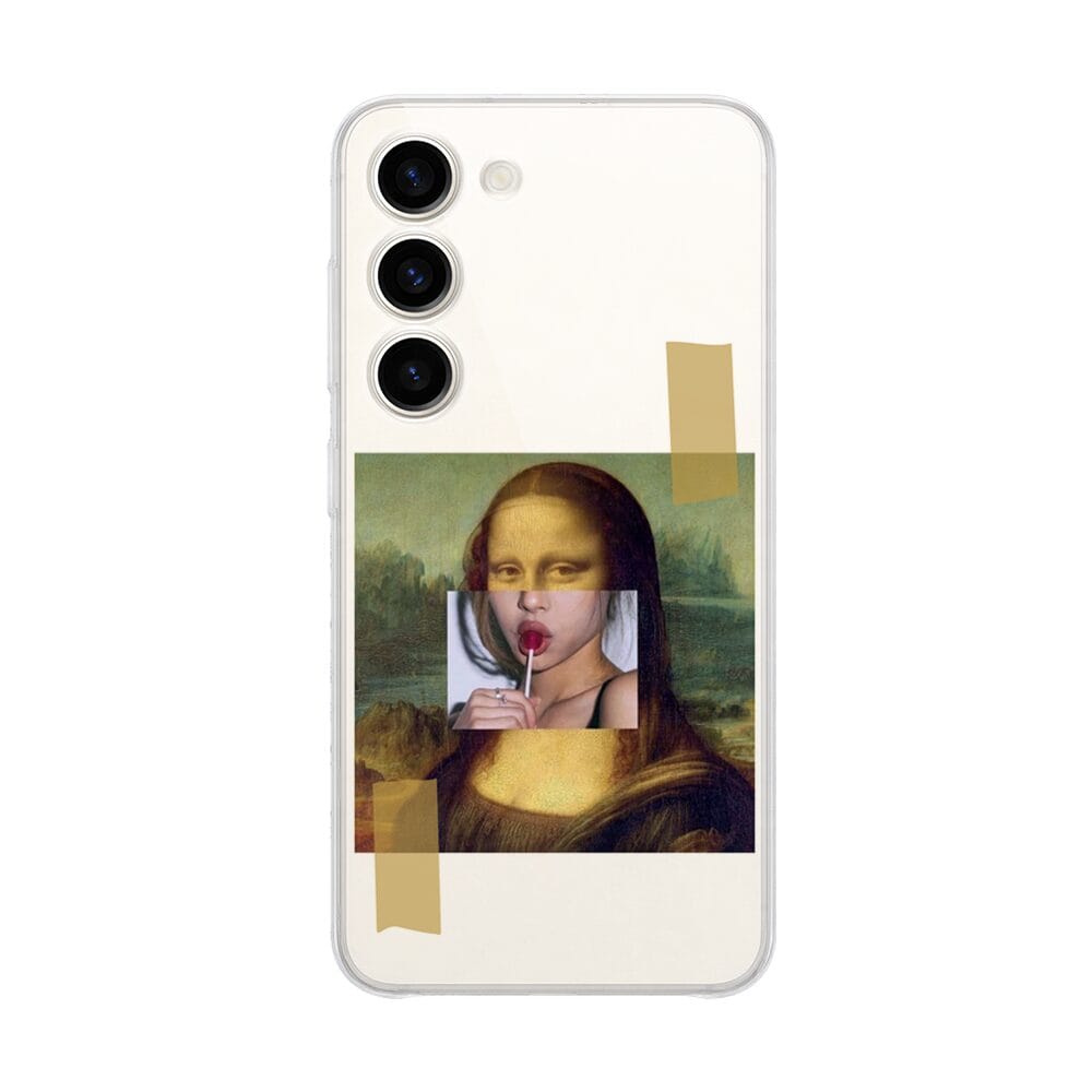 Etui do Samsung Galaxy S23 FE 5G przeźroczyste, silikonowe Flexi, Mona Lisa z lizakiem