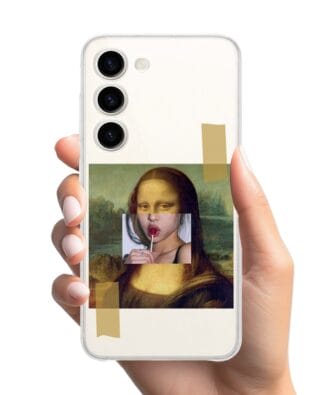 Etui do Samsung Galaxy S23 FE 5G przeźroczyste, silikonowe Flexi, Mona Lisa z lizakiem