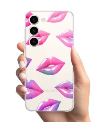 Etui do Samsung Galaxy S23 Plus przeźroczyste, silikonowe Flexi, hologramowe usta