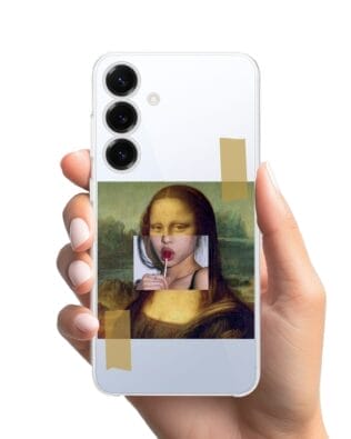 Etui do Samsung Galaxy S25 przeźroczyste, silikonowe Flexi, Mona Lisa z lizakiem