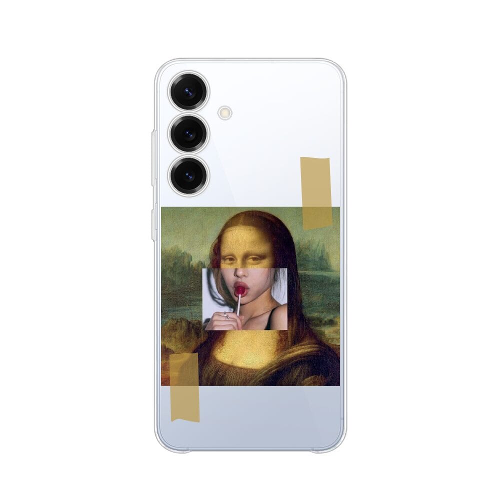 Etui do Samsung Galaxy S25 Plus przeźroczyste, silikonowe Flexi, Mona Lisa z lizakiem