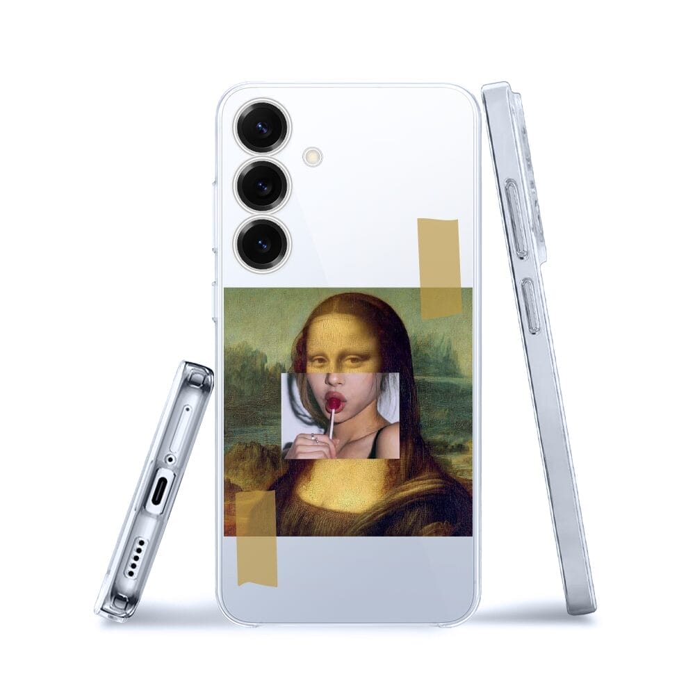 Etui do Samsung Galaxy S25 Plus przeźroczyste, silikonowe Flexi, Mona Lisa z lizakiem - obrazek 3