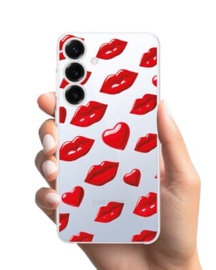 Etui do Samsung Galaxy S25 Plus przeźroczyste, silikonowe Flexi, czerwone usta