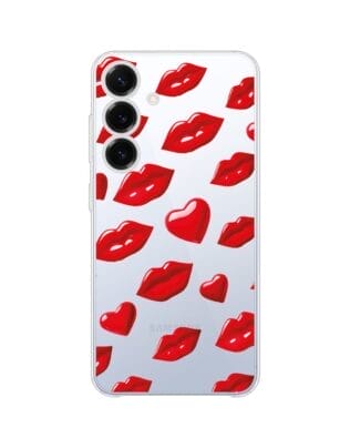Etui do Samsung Galaxy S25 Plus przeźroczyste, silikonowe Flexi, czerwone usta