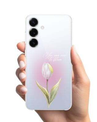 Etui do Samsung Galaxy S25 przeźroczyste, silikonowe Flexi, kwiaty, tulipan