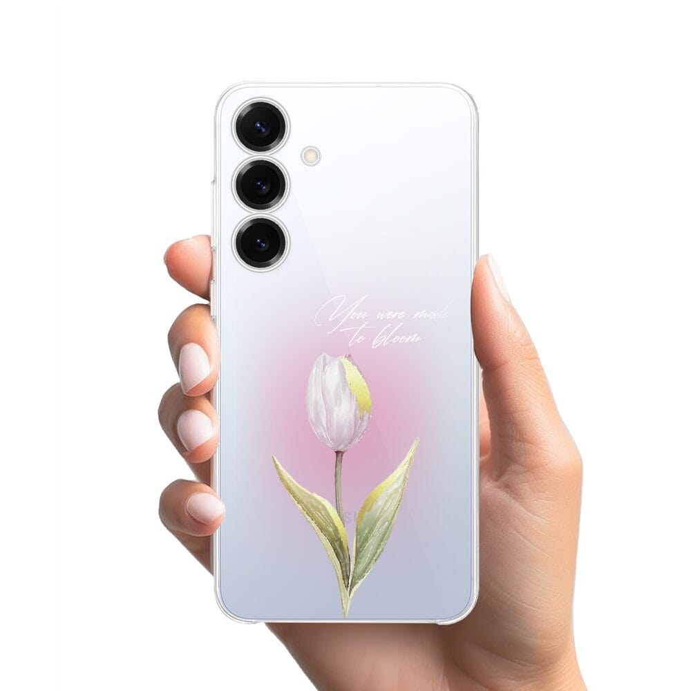 Etui do Samsung Galaxy S25 przeźroczyste, silikonowe Flexi, kwiaty, tulipan - obrazek 2