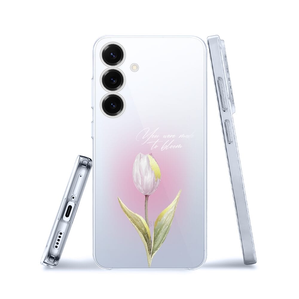 Etui do Samsung Galaxy S25 przeźroczyste, silikonowe Flexi, kwiaty, tulipan - obrazek 3