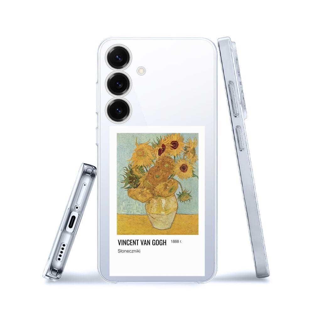 Etui do Samsung Galaxy S25 przeźroczyste, silikonowe Flexi, słoneczniki Van Gogh - obrazek 3