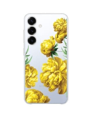 Etui do Samsung Galaxy S25 Plus przeźroczyste, silikonowe Flexi, żółte piwonie