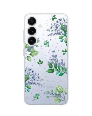 Etui do Samsung Galaxy S25 Plus przeźroczyste, silikonowe Flexi, fioletowe kwiatki