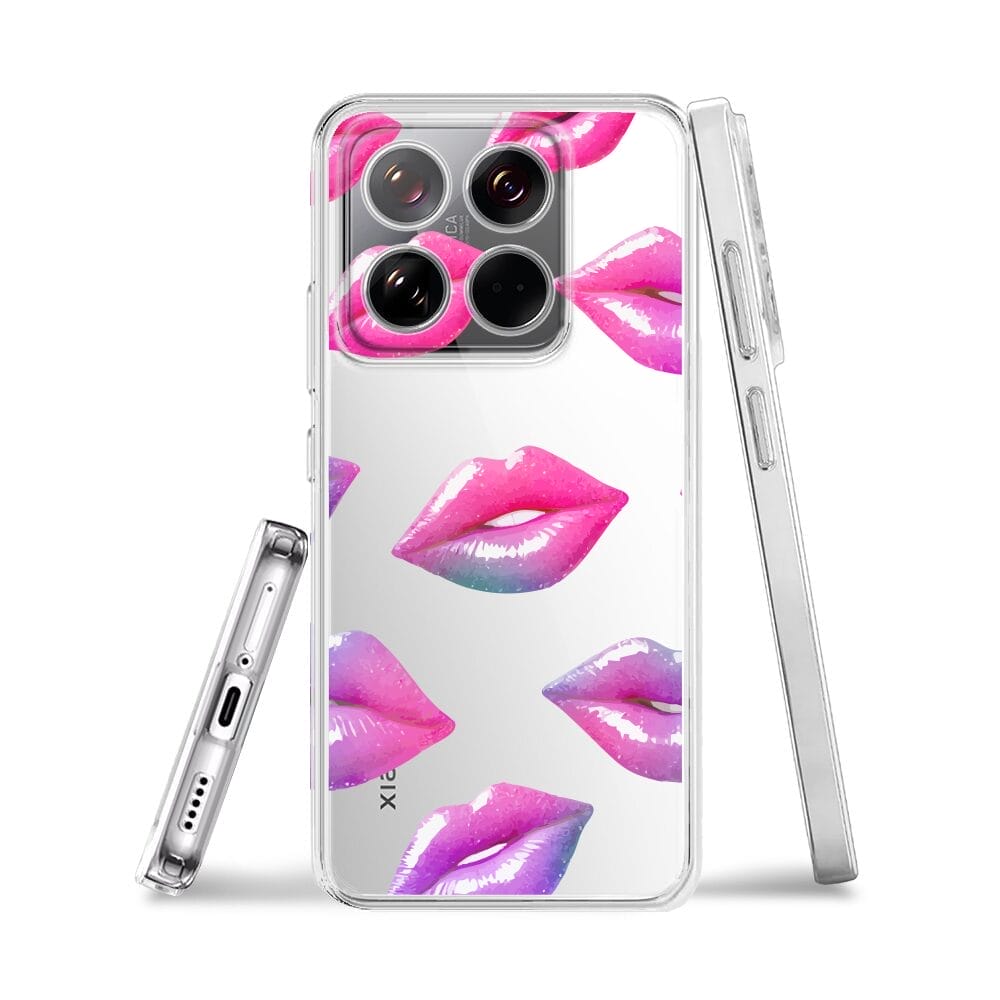 Etui do Xiaomi 14 Pro przeźroczyste, silikonowe Flexi, hologramowe usta - obrazek 3