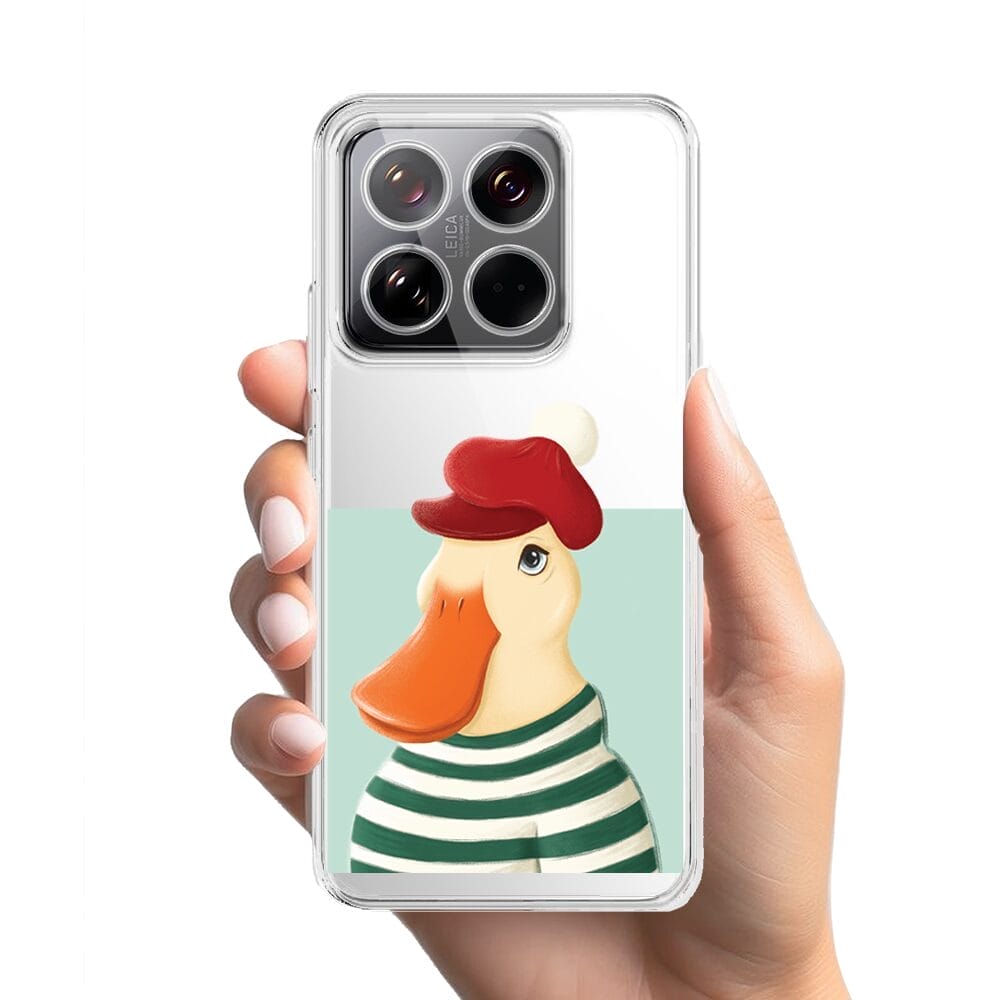 Etui do Xiaomi 14 Pro przeźroczyste, silikonowe Flexi, kaczuszka - obrazek 2