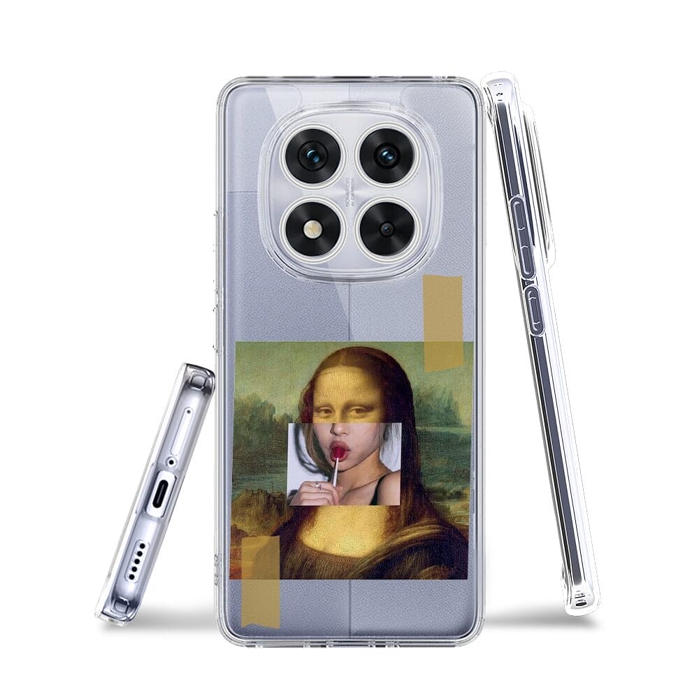 Etui do Xiaomi Redmi Note 14 Pro 5G przeźroczyste, silikonowe Flexi, Mona Lisa z lizakiem - obrazek 3
