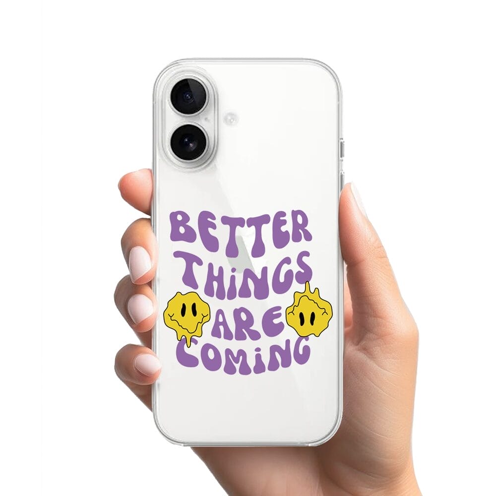 Etui do iPhone 16 Plus przeźroczyste, silikonowe Flexi, Better Things Are Coming - obrazek 2