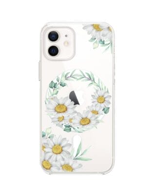 Etui do iPhone 12 z MagSafe przeźroczyste, silikonowe Flexi, wianek stokrotek