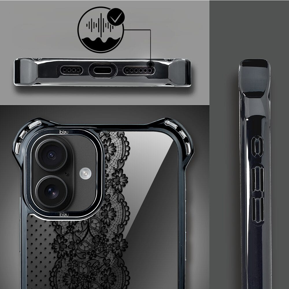 Etui do iPhone 16 Plus IBIZU DropGuard Ultra z MagSafe, Midnight, Ornamentowa koronka - obrazek 4