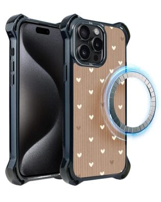 Etui iPhone 15 Pro Max IBIZU DropGuard Ultra z MagSafe, Boho, Pudrowe serca