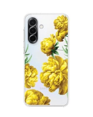 Etui do Samsung Galaxy A36 5G przeźroczyste, silikonowe Flexi, żółte piwonie