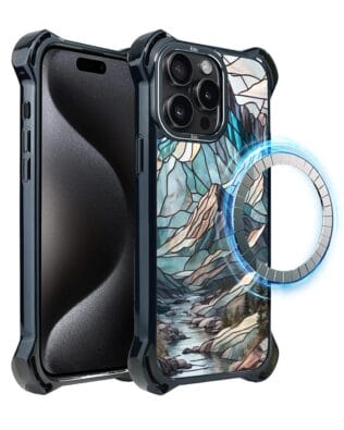 Etui do iPhone 15 Pro Max IBIZU DropGuard Ultra z MagSafe, Barwy Szkła, Górski Potok