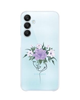 Etui do Samsung Galaxy M35 5G przeźroczyste, silikonowe Flexi, kobieta z kwiatami