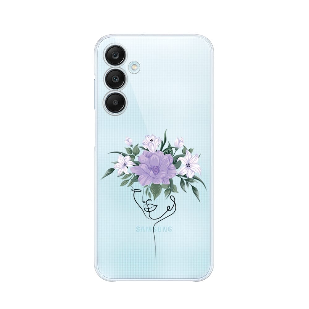 Etui do Samsung Galaxy M35 5G przeźroczyste, silikonowe Flexi, kobieta z kwiatami