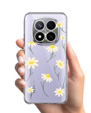 Etui do Xiaomi Redmi Note 14 Pro 4G przeźroczyste, silikonowe Flexi, stokrotki