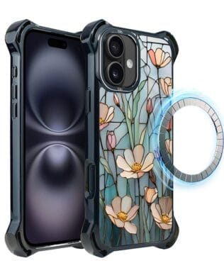 Etui do iPhone 16 IBIZU DropGuard Ultra z MagSafe, Barwy Szkła, Szept kwiatów polnych