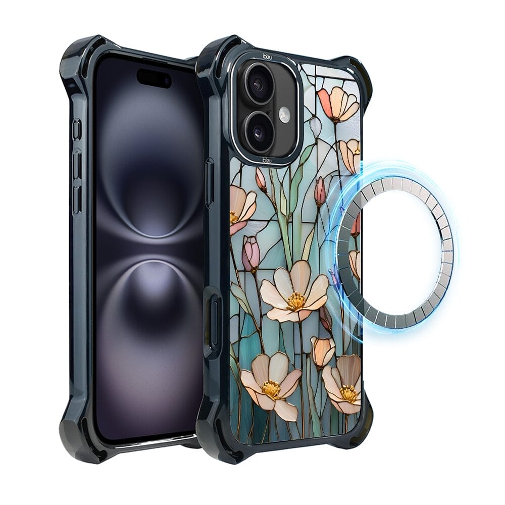 Etui do iPhone 16 IBIZU DropGuard Ultra z MagSafe, Barwy Szkła, Szept kwiatów polnych