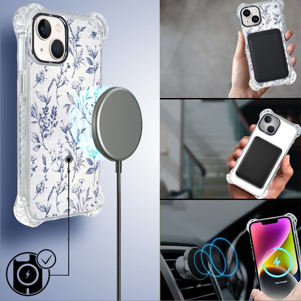 Etui iPhone 14 Plus IBIZU DropGuard Ultra z MagSafe, Pastel Bloom, Lazurowe szepty - obrazek 8