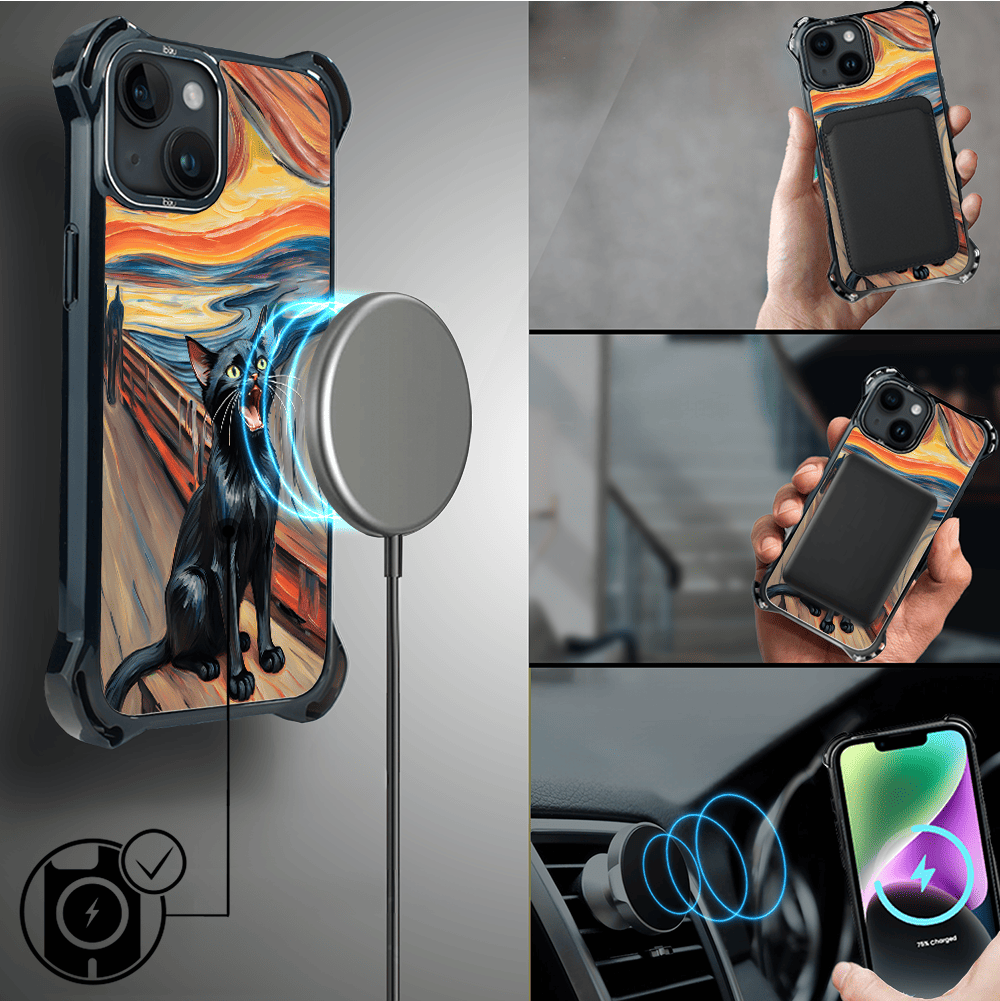 Etui iPhone 14 IBIZU DropGuard Ultra z MagSafe, Edvard Munch, krzyk kota - obrazek 8