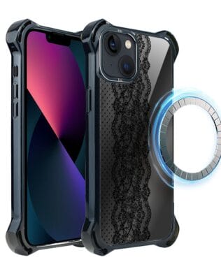 Etui do iPhone 13 IBIZU DropGuard Ultra z MagSafe, Midnight, Ornamentowa koronka