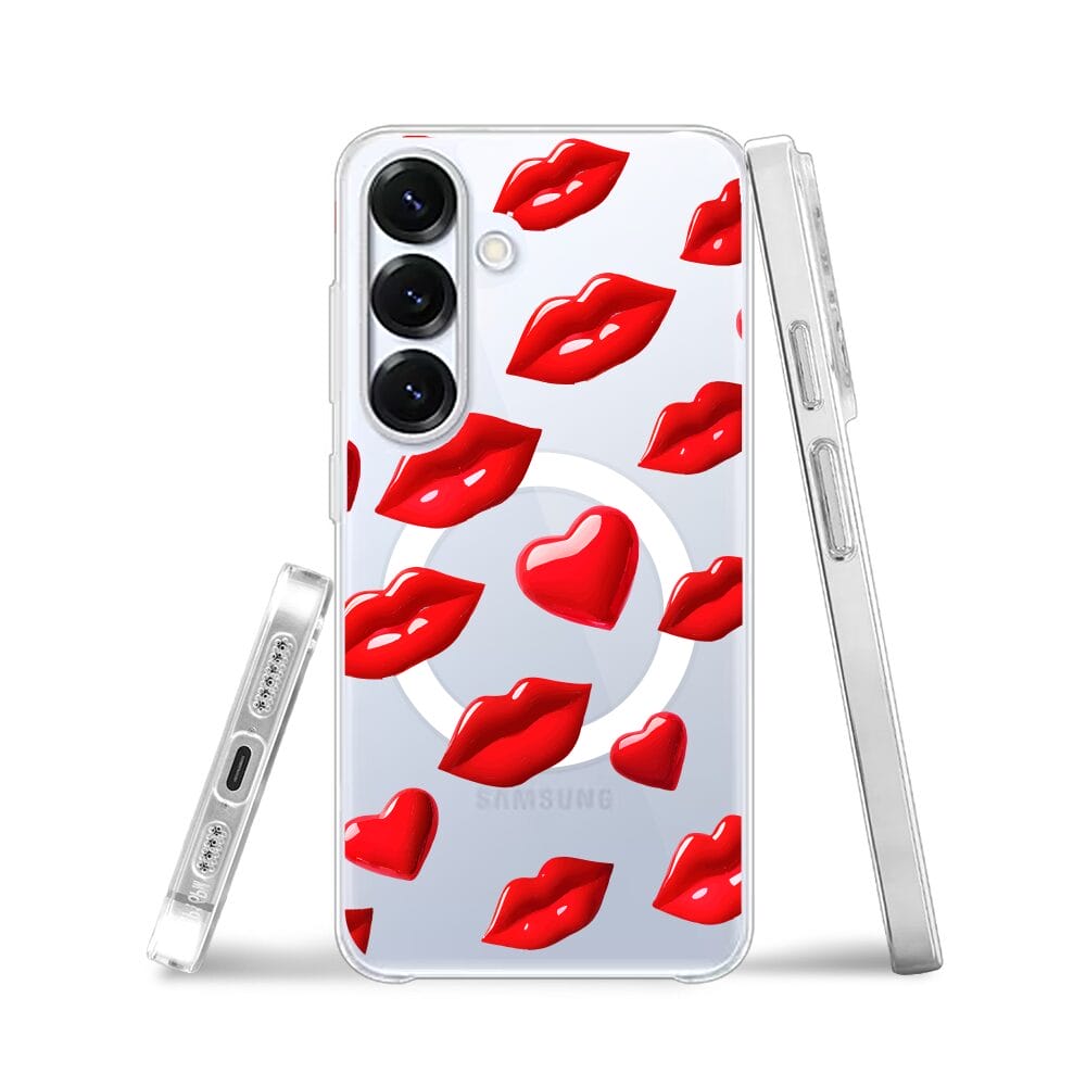 Etui do Samsung Galaxy S25 Plus z MagSafe przeźroczyste, silikonowe Flexi, czerwone usta - obrazek 3