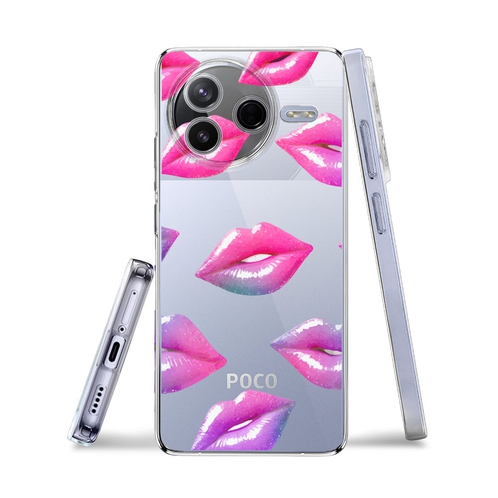 Etui do Xiaomi POCO F7 Pro przeźroczyste, silikonowe Flexi, hologramowe usta - obrazek 3